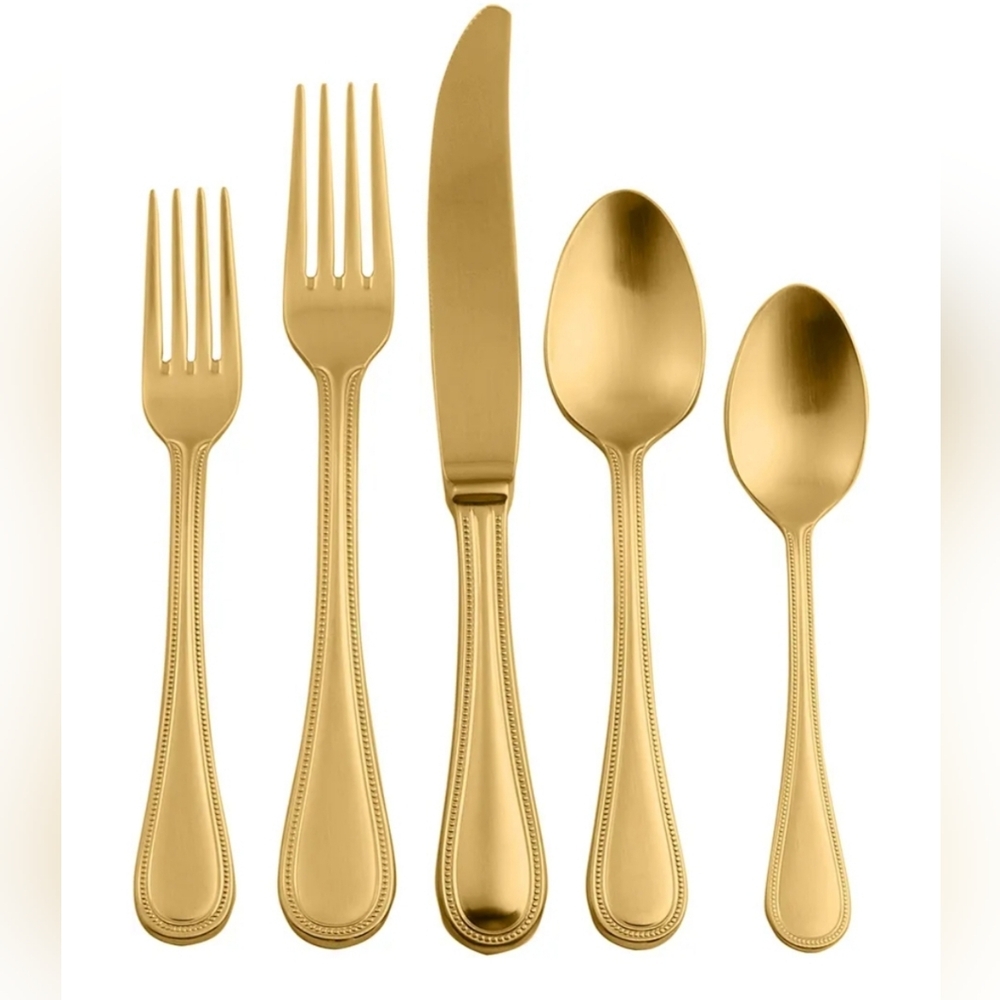 NIB - 2 / Mepra Perla Oro Ice 5pc Place Setting Flatware
